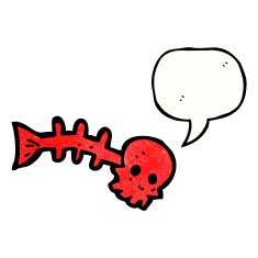 spooky skull fish bones cartoon N12