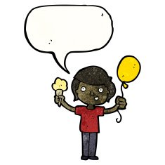 cartoon boy with ice cream and balloon N6