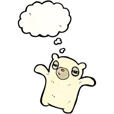 cartoon bear with thought bubble N37
