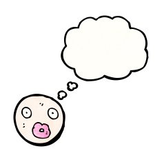 cartoon female face symbol with thought bubble N2