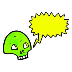 glowing green skull cartoon N5