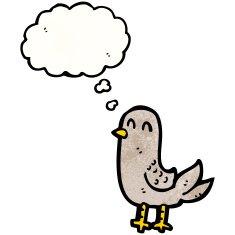 cartoon bird with thought bubble N358