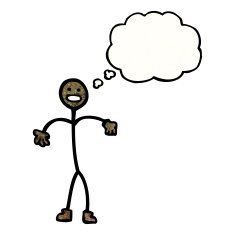 Cartoon Stick Man With Thought Bubble N5