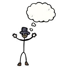Cartoon Stick Man With Thought Bubble N6