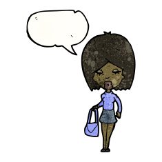cartoon woman with speech bubble N62