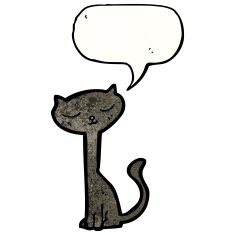 cartoon black cat with speech bubble N37