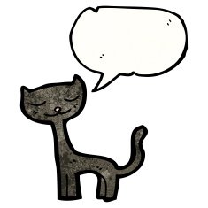 cartoon black cat with speech bubble N38