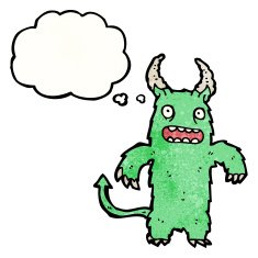 cartoon monster with thought bubble N64