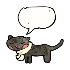 cartoon black cat with speech bubble N39