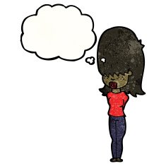 cartoon woman with thought bubble N59