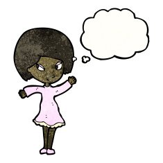 cartoon woman with thought bubble N60