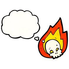 flaming skull cartoon N18