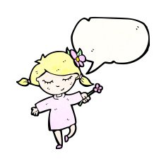 cartoon woman with flower N6