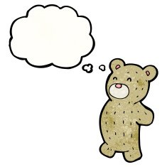 cartoon teddy bear with thought bubble N181
