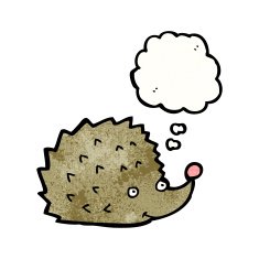 cartoon hedgehog with thought bubble N12