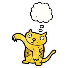 cartoon cat with thought bubble N120