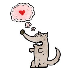 cartoon wolf with thought bubble N40