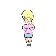 cartoon shy woman N55