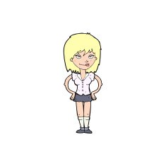 cartoon woman with hands on hips N243
