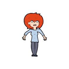 cartoon woman shrugging shoulders N529