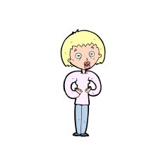 cartoon woman gesturing at self N32