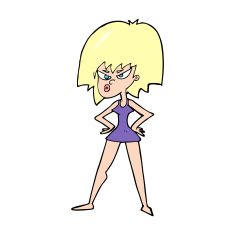 cartoon angry woman in dress N12