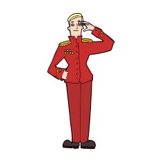 cartoon military man in dress uniform N12