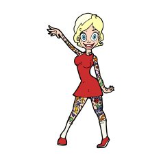 cartoon woman with tattoos N15