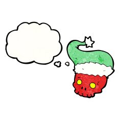 cartoon skull in christmas hat N10