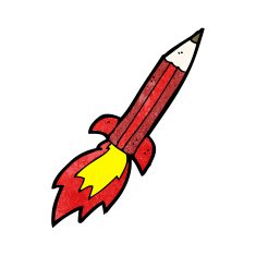 cartoon pencil rocket N6