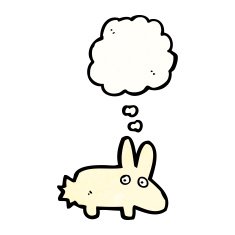 cartoon rabbit with thought bubble N114