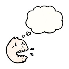 cartoon stressed face symbol with thought bubble N2