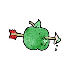 cartoon apple shot with arrow N2