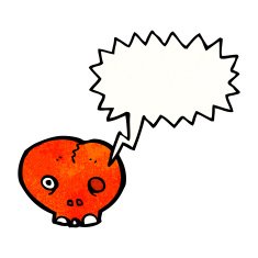 cartoon skull with speech bubble N50
