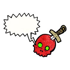cartoon knife and skull N2
