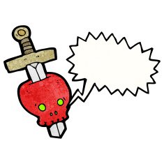 cartoon skull with speech bubble N51