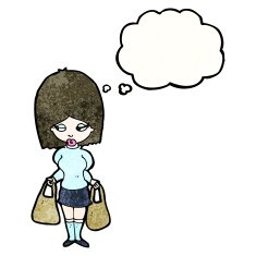 cartoon woman holding shopping bags N2