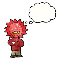 red light bulb head man cartoon N4