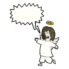 cartoon angel with speech bubble N12