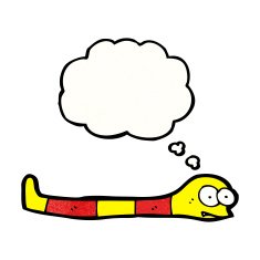 cartoon snake with thought bubble N110