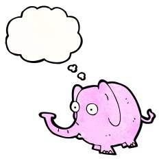 cartoon elephant with thought bubble N10