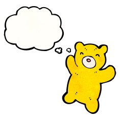 cartoon teddy bear with thought bubble N182