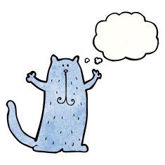 cartoon cat with thought bubble N123