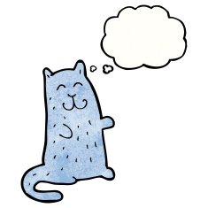 cartoon cat with thought bubble N124