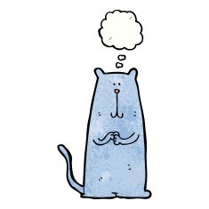 cartoon cat with thought bubble N125