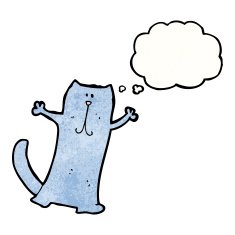 cartoon cat with thought bubble N126