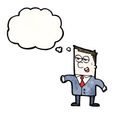 cartoon businessman with thought bubble N9