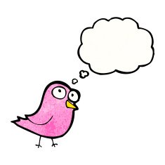 cartoon bird with thought bubble N363