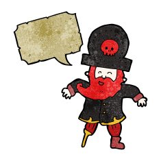 cartoon pirate captain with speech bubble N13