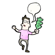cartoon man with leaf N10